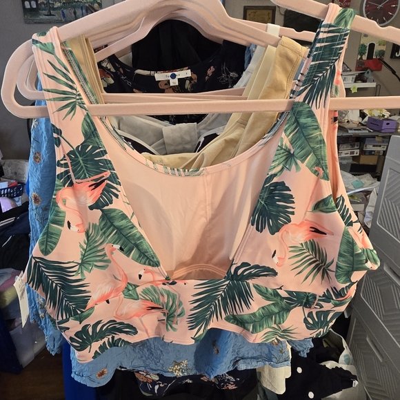 2X NWT OLD NAVY Bikini Top ONLY 19.5-24"Ptp 17.5-23"Band Removable Bra P… - Picture 2 of 11